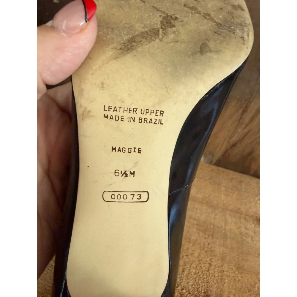Vintage Dolcis London Maggie Black Patent Mary Jane Heels Pumps Leather 6.5M